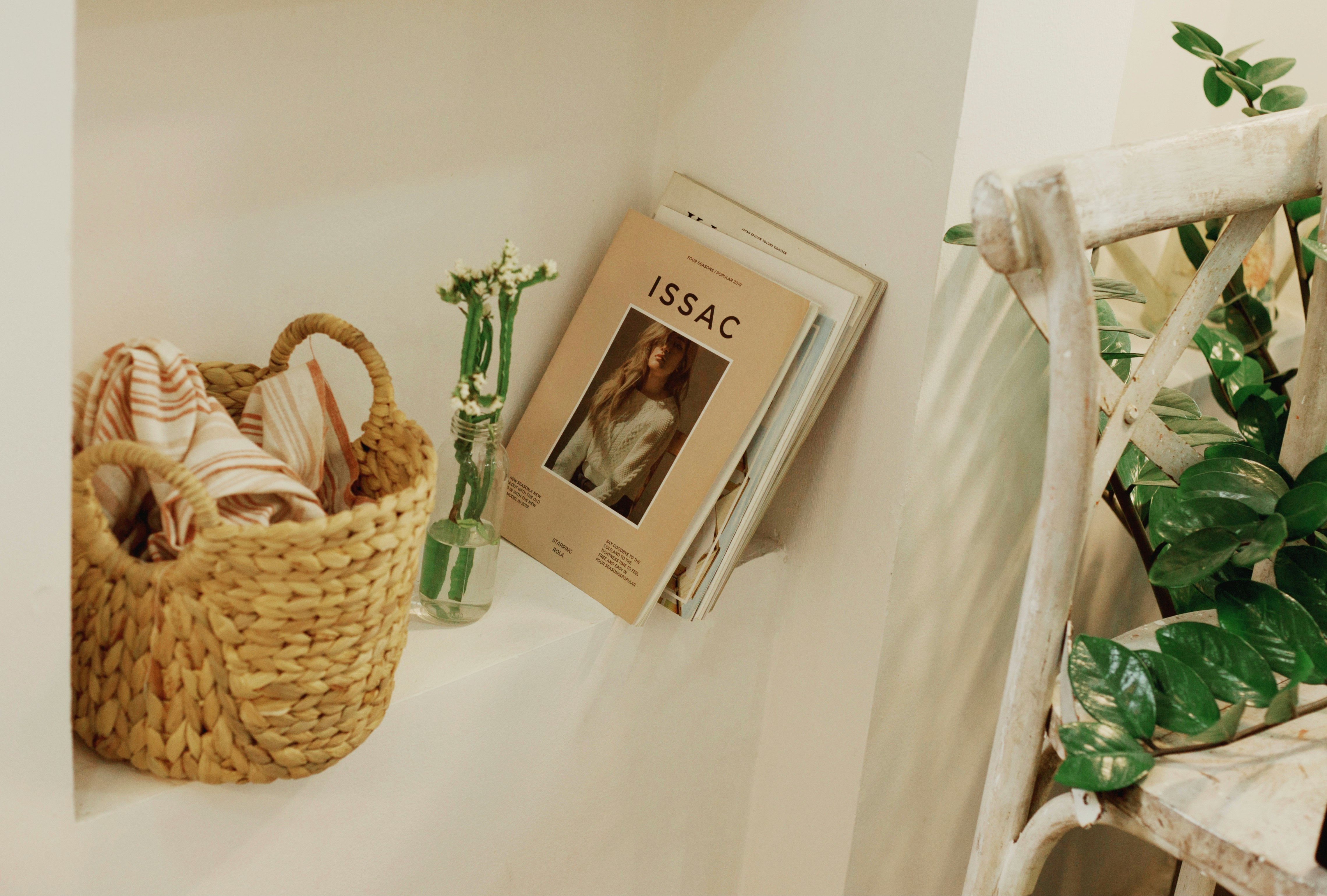 white and black book on white table